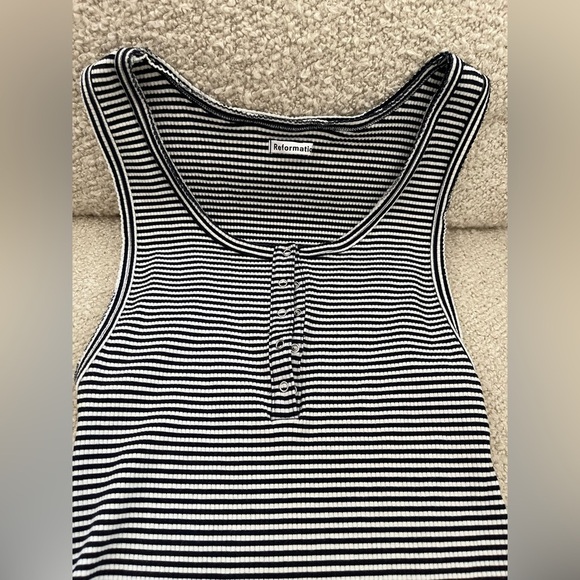 Reformation Blue/White Stripped Bodysuit - M - Picture 2 of 4